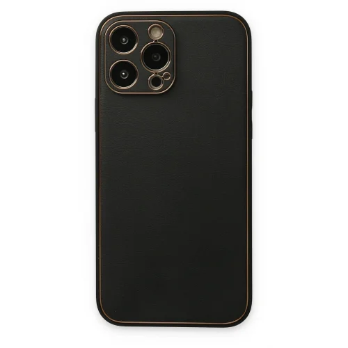 Mey İthalat®  iPhone 14 Pro Kılıf Coco Deri Silikon Kapak - Siyah