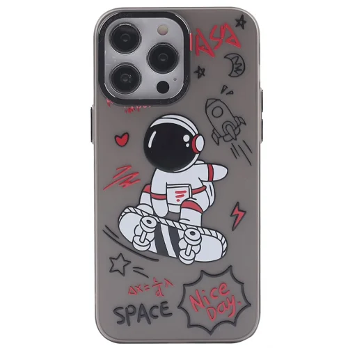 Mey İthalat®  iPhone 14 Pro Kılıf  Desenli Kapak -  Siyah - 1