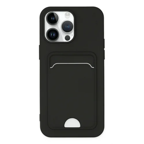 Mey İthalat®  iPhone 14 Pro Kılıf Kelvin Kartvizitli Silikon - Siyah