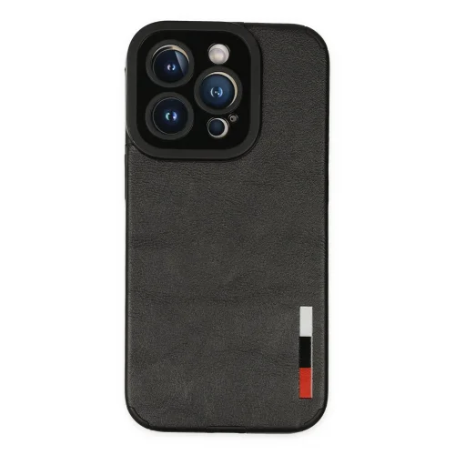 Mey İthalat®  iPhone 14 Pro Kılıf Loop Deri Silikon - Siyah