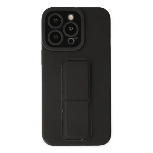 Mey İthalat®  iPhone 14 Pro Kılıf Mega Standlı Silikon - Siyah