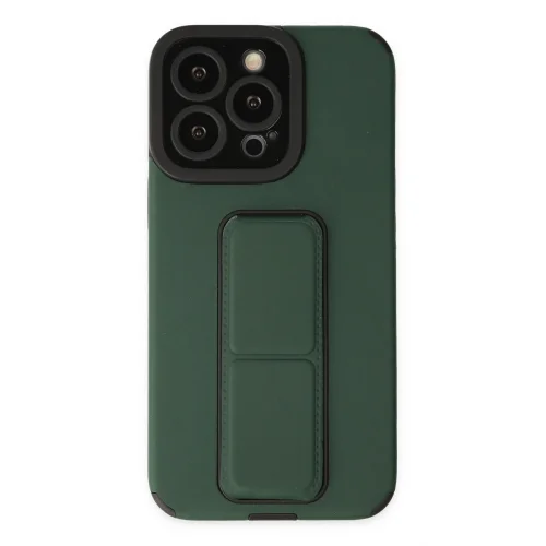Mey İthalat®  iPhone 14 Pro Kılıf Mega Standlı Silikon - Yeşil