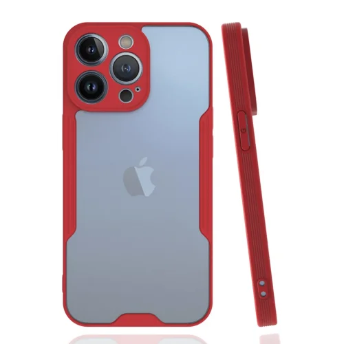 Mey İthalat®  iPhone 14 Pro Kılıf Platin Silikon - Kırmızı