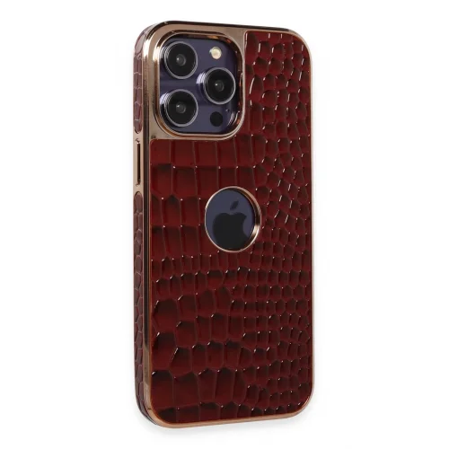 Mey İthalat®  iPhone 14 Pro Kılıf Snake Kapak - Bordo