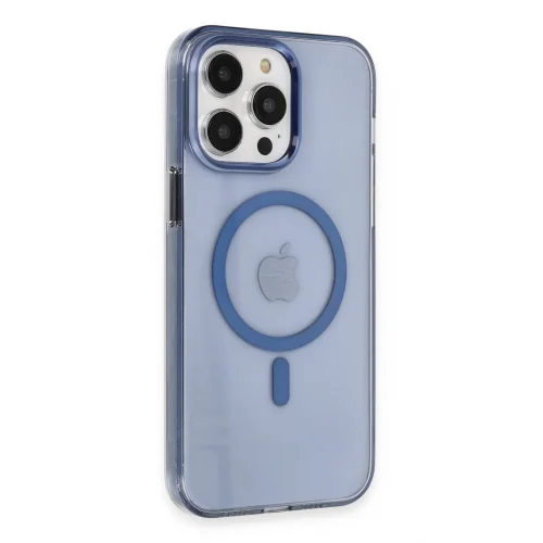 Mey İthalat®  iPhone 14 Pro Kılıf Tron Şeffaf Magsafe Kapak - Mavi