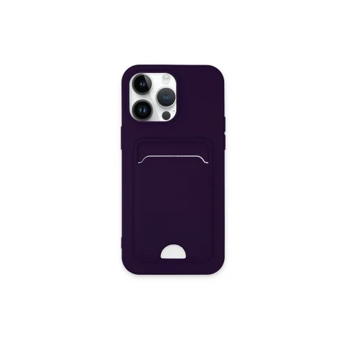 Mey İthalat®  iPhone 14 Pro Max Kılıf Kelvin Kartvizitli Silikon - Derin Mor