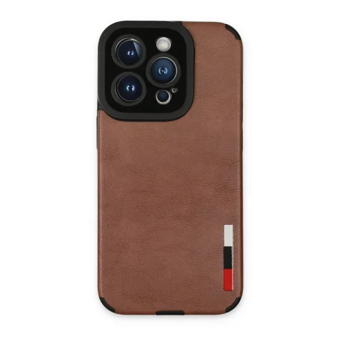 Mey İthalat®  iPhone 14 Pro Max Kılıf Loop Deri Silikon - Kahverengi