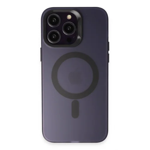 Mey İthalat®  iPhone 14 Pro Max Kılıf Mateks Magsafe Kapak - Derin Mor