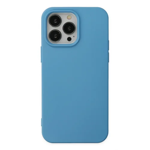 Mey İthalat®  iPhone 14 Pro Max Kılıf Nano içi Kadife Silikon - Mavi