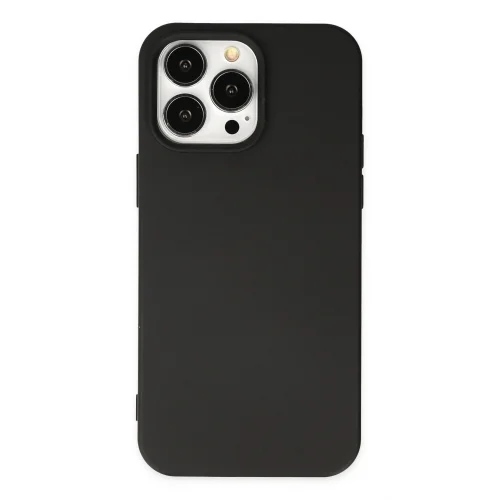 Mey İthalat®  iPhone 14 Pro Max Kılıf Nano içi Kadife Silikon - Siyah