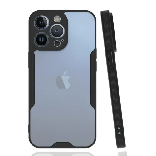 Mey İthalat®  iPhone 14 Pro Max Kılıf Platin Silikon - Siyah