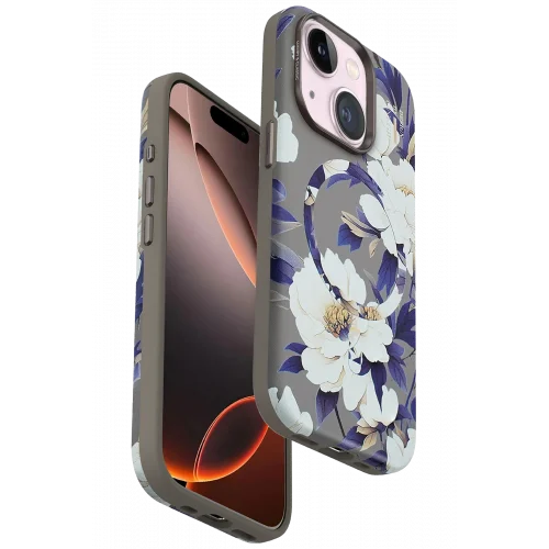 Mey İthalat®   iPhone 15 Flower Series Magsafe Kapak - Gri
