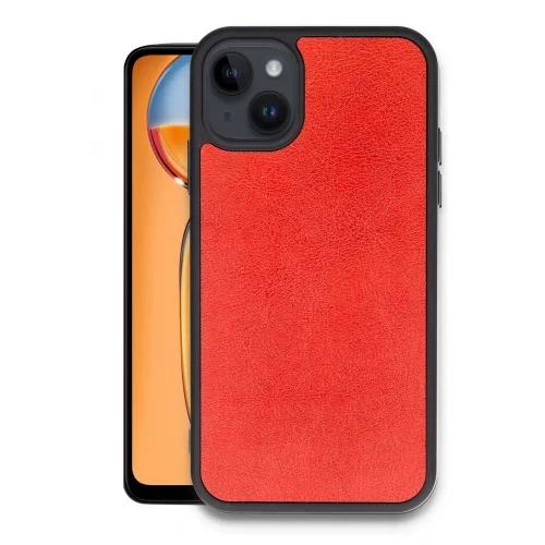 Mey İthalat®  iPhone 15 Kılıf Aras Deri Kapak - Kırmızı