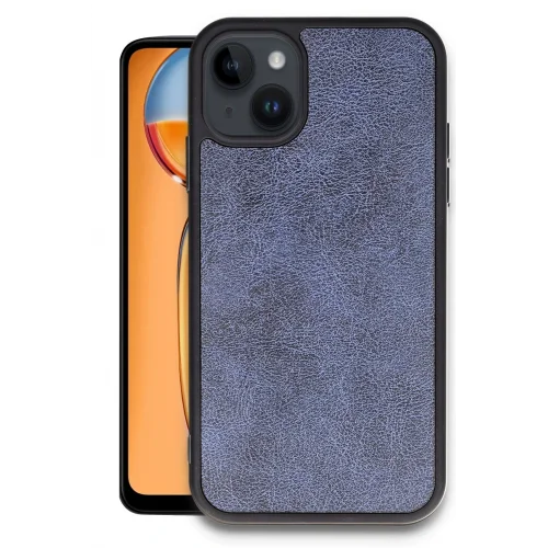 Mey İthalat®   iPhone 15 Kılıf Aras Deri Kapak - Lacivert