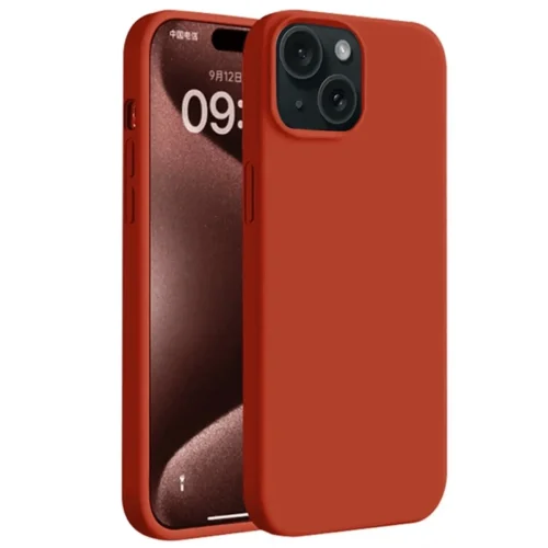 Mey İthalat®  iPhone 15 Kılıf First Silikon - Kırmızı