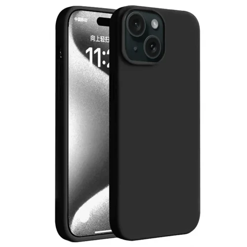 Mey İthalat®  iPhone 15 Kılıf First Silikon - Siyah