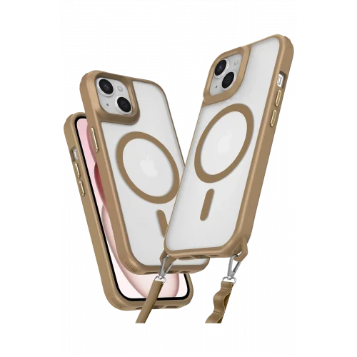 Mey İthalat®  iPhone 15 Plus Kılıf Enka Magsafe Silikon Kılıf - Desert