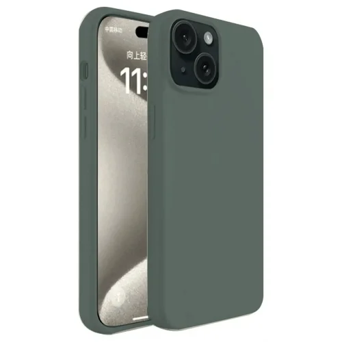 Mey İthalat®  iPhone 15 Plus Kılıf First Silikon - Koyu Yeşil