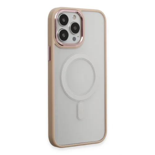 Mey İthalat®  iPhone 15 Pro Kılıf Room Magneticsafe Silikon - Pudra