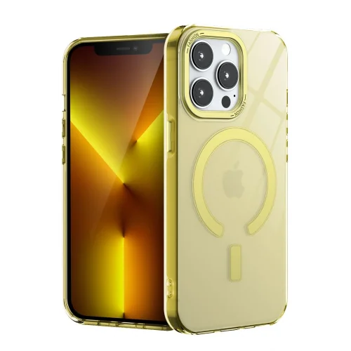 Mey İthalat®  iPhone 15 Pro Kılıf Troy Magsafe Kapak - Sarı