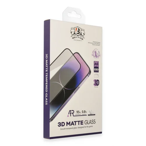 Mey İthalat®  iPhone 15 Pro Max Bilvis 3D Mat Cam Ekran Koruyucu