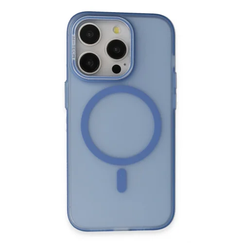 Mey İthalat®  iPhone 15 Pro Max Frost Standlı Magsafe Kapak - Sierra Blue