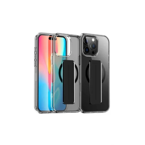 Mey İthalat®  iPhone 15 Pro Max Kılıf Alfa Magsafe Standlı Kapak - Siyah
