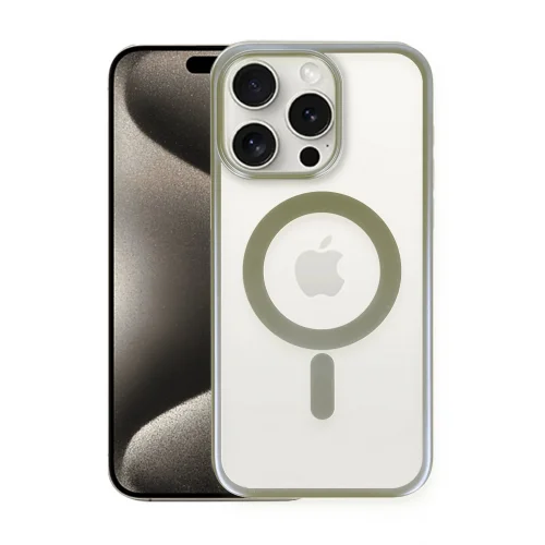 Mey İthalat®  iPhone 15 Pro Max Kılıf Erozi Magsafe Kapak - Gri