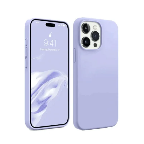 Mey İthalat®  iPhone 15 Pro Max Kılıf First Silikon - Lila