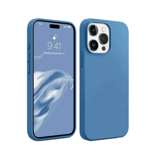 Mey İthalat®  iPhone 15 Pro Max Kılıf First Silikon - Mavi