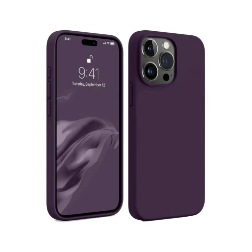 Mey İthalat®  iPhone 15 Pro Max Kılıf First Silikon - Mürdüm