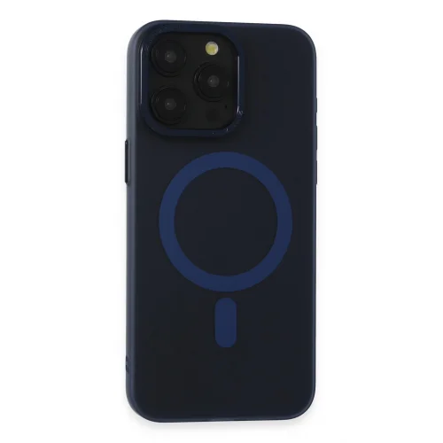 Mey İthalat®  iPhone 15 Pro Max Kılıf Lodos Magneticsafe Mat Kapak - Mavi