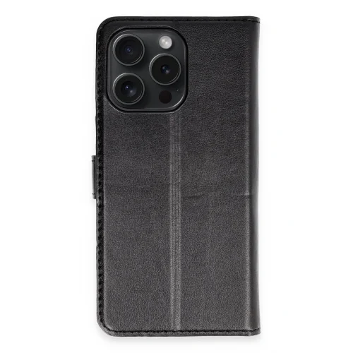 Mey İthalat®  iPhone 15 Pro Max Kılıf Trend S Plus Kapaklı Kılıf - Siyah