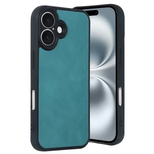 Mey İthalat®  iPhone 16 Kılıf Aras Deri Kapak - Açık Yeşil