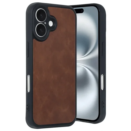 Mey İthalat®  iPhone 16 Kılıf Aras Deri Kapak - Taba