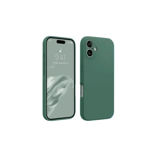 Mey İthalat®  iPhone 16 Kılıf First Silikon - Koyu Yeşil