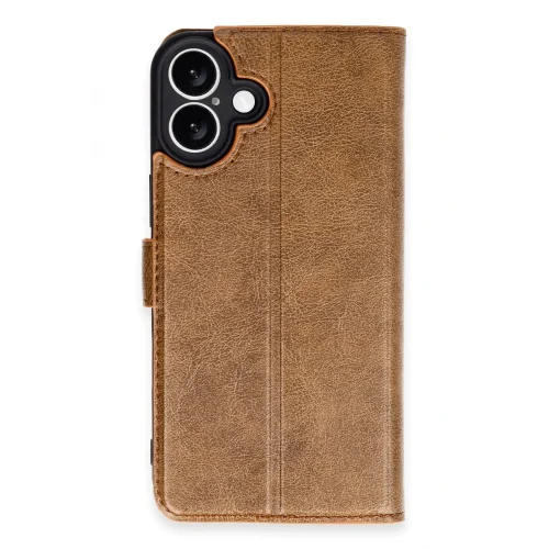 Mey İthalat®  iPhone 16 Kılıf Trend S Plus Kapaklı Kılıf - Taba