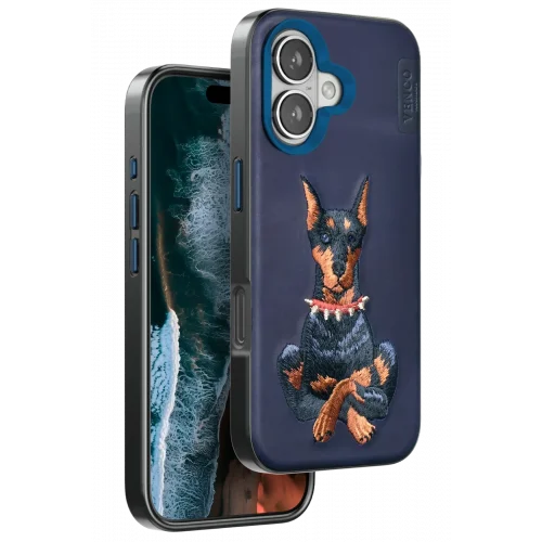 Mey İthalat®  iPhone 16 Perma Desenli Kapak - Lacivert