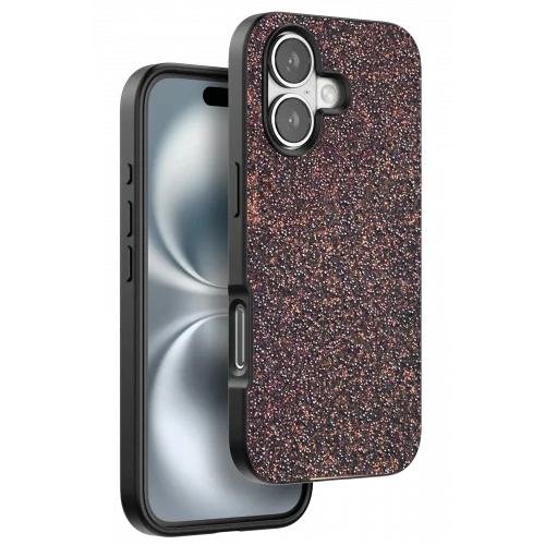 Mey İthalat®  iPhone 16 Plus Bright Simli Kapak - Derin Mor