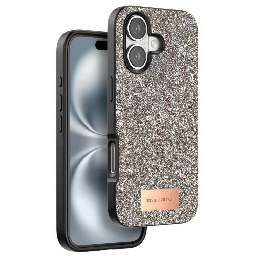 Mey İthalat®  iPhone 16 Plus Bright Simli Kapak - Gold