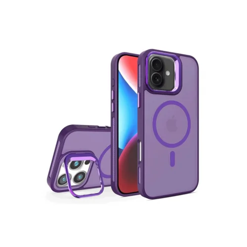 Mey İthalat®  iPhone 16 Plus Flet Lens Magsafe Kapak - Derin Mor