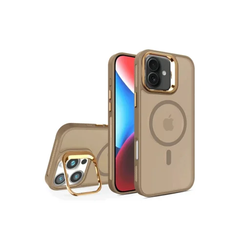 Mey İthalat®  iPhone 16 Plus Flet Lens Magsafe Kapak - Gold