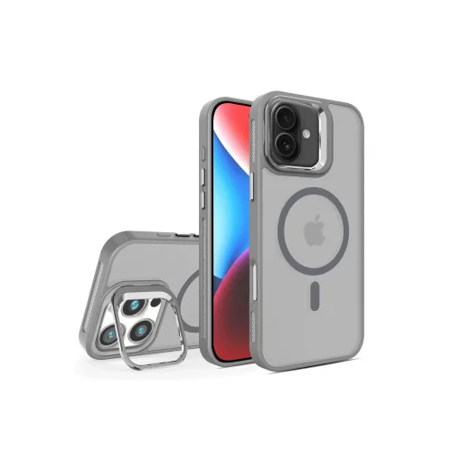 Mey İthalat®  iPhone 16 Plus Flet Lens Magsafe Kapak - Gri