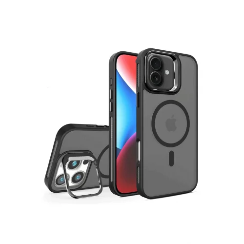 Mey İthalat®  iPhone 16 Plus Flet Lens Magsafe Kapak - Siyah