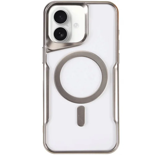 Mey İthalat®  iPhone 16 Plus Kılıf Boyi Magsafe Silikon Kapak - Gümüş