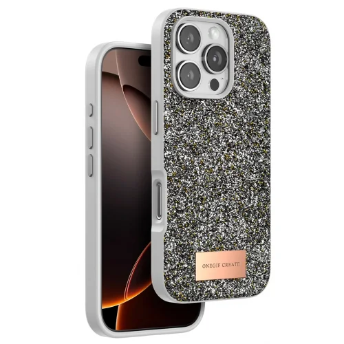 Mey İthalat®  iPhone 16 Pro Bright Simli Kapak - Gümüş