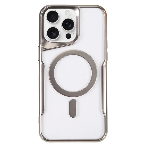 Mey İthalat®  iPhone 16 Pro Kılıf Boyi Magsafe Silikon Kapak - Gümüş