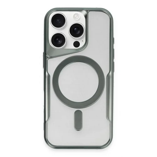 Mey İthalat®  iPhone 16 Pro Kılıf Boyi Magsafe Silikon Kapak - Yeşil