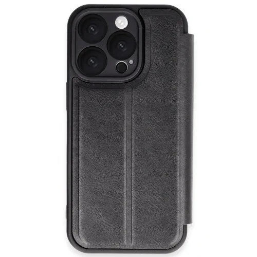 Mey İthalat®  iPhone 16 Pro Kılıf Flip Cover - Siyah