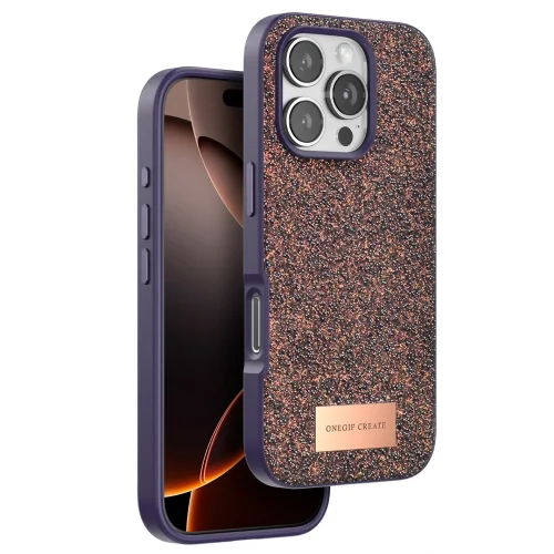 Mey İthalat®  iPhone 16 Pro Max Bright Simli Kapak - Derin Mor